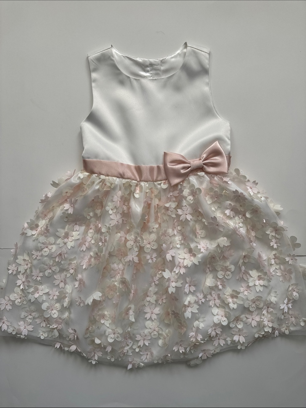 Ivory and Blush Floral Tulle Party Dress for Girls